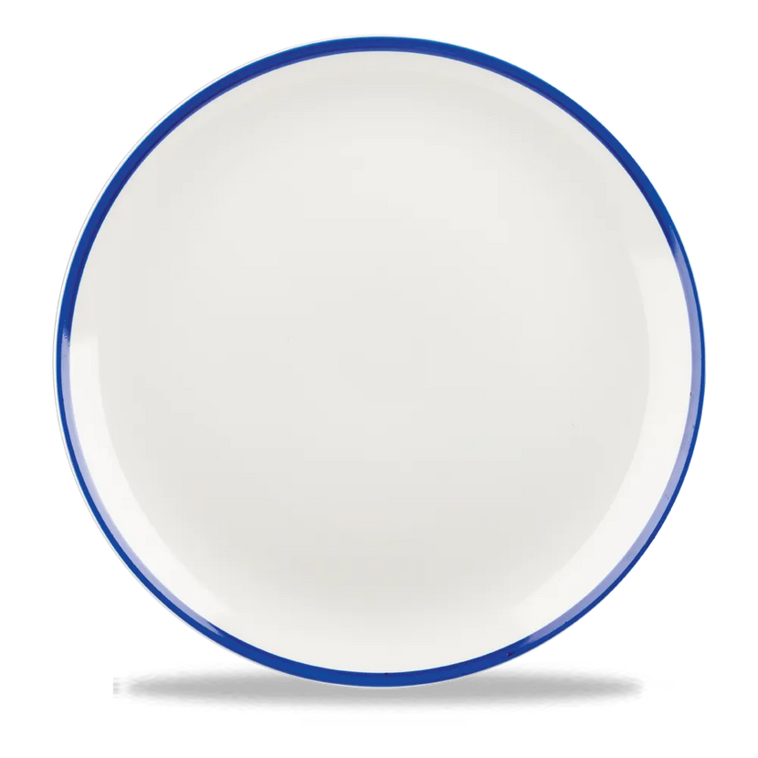 Churchill Retro Blue coupebord Ø 29 cm – groot randloos blauw-wit bord voor fine dining