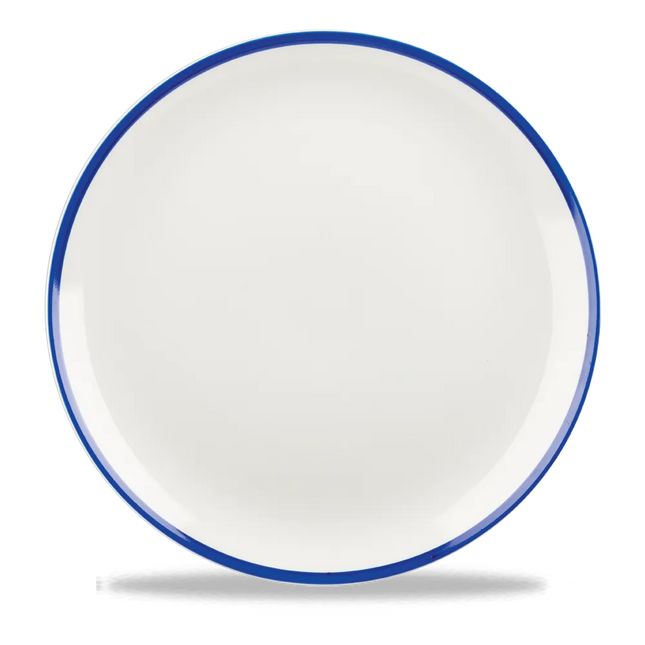 Churchill Retro Blue coupebord Ø 29 cm – groot randloos blauw-wit bord voor fine dining