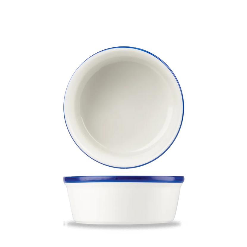 Churchill Retro Blue ramekin groot Ø 9 cm – porseleinen sauskommetje in retrostijl voor restaurants