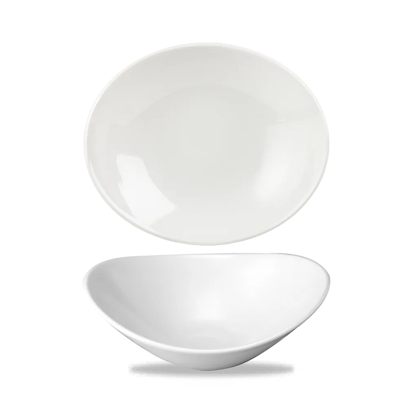 Churchill Orbit ovale kom 20 cm – wit porseleinen serveerschaal voor buffet in restaurants