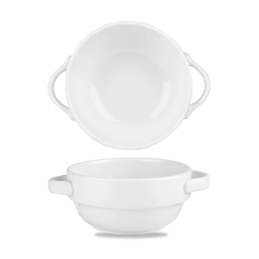 Churchill White stapelbare kom met oor 373 ml – wit porseleinen kom voor soep in de horeca