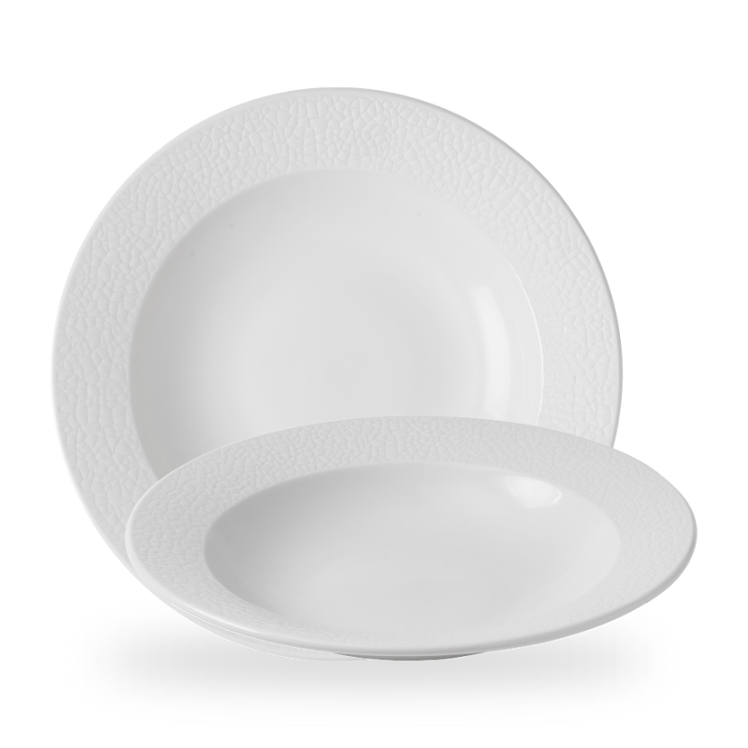 Churchill Viana Profile pastabord 30 cm – wit porseleinen diep bord met reliëf voor pasta
