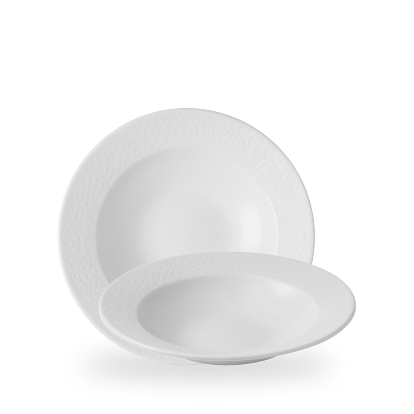 Churchill Viana Profile kom met rand 24,9 cm – wit porseleinen kom met reliëf voor soep en salade