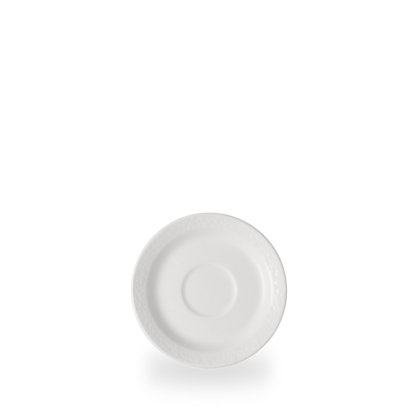 Churchill Viana Profile schotel 15,6 cm – wit porseleinen schotel met reliëf voor koffiekopjes