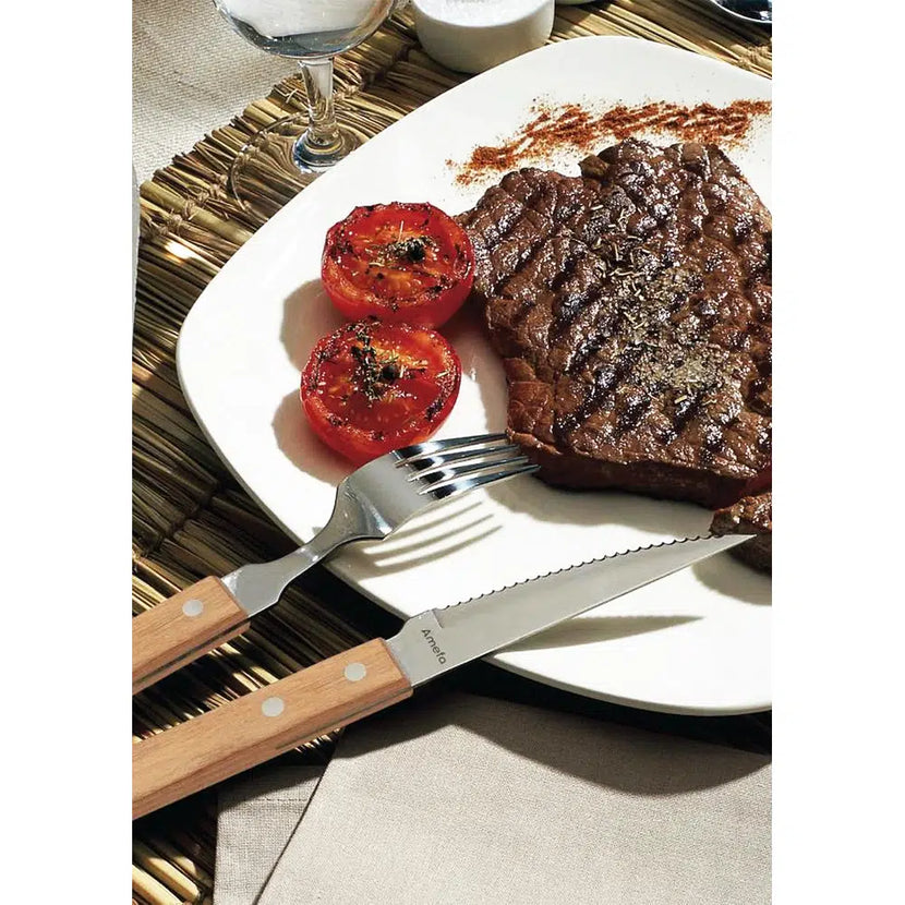 Amefa Hout 7000 steakmes 21 cm – rustiek steakmes voor grill en restaurant