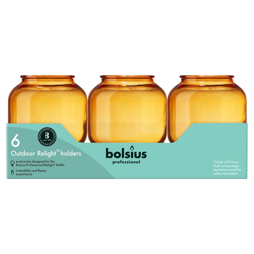 Bolsius ReLight houder Sphere amber 115x92 mm – 6 per doos, waxinelichthouder voor horeca