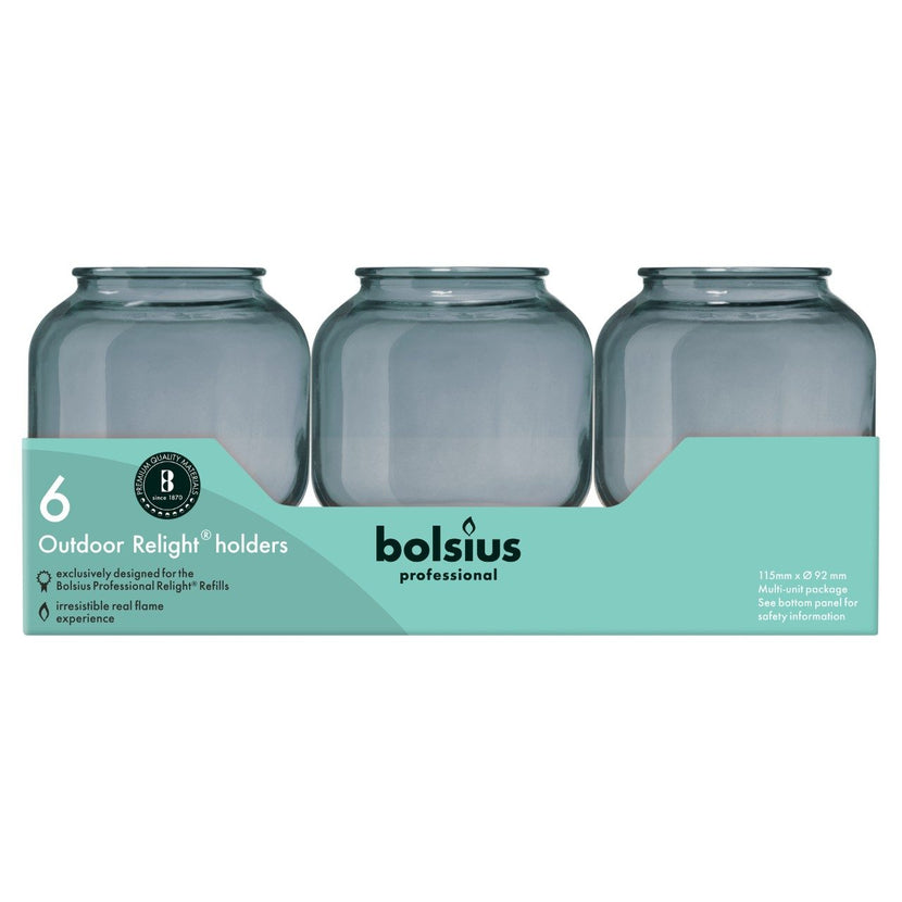 Bolsius ReLight houder Sphere grijs 115x92 mm – 6 per doos, sfeerlichthouder voor restaurant