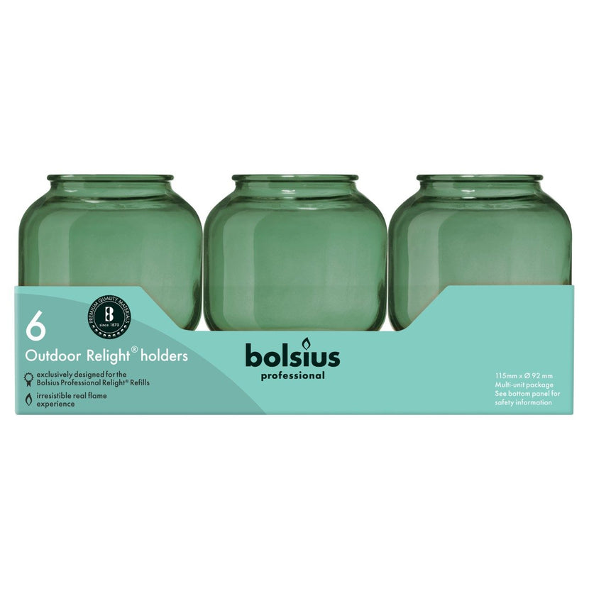 Bolsius ReLight houder Sphere olijfgroen 115x92 mm – 6 per doos, kaarshouder voor de bar