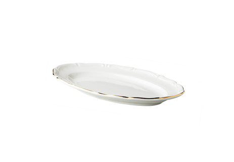 Q Basic Maria Theresa ovaal bord goud 26 cm – porseleinen serveerschaal met gouden rand voor de horeca