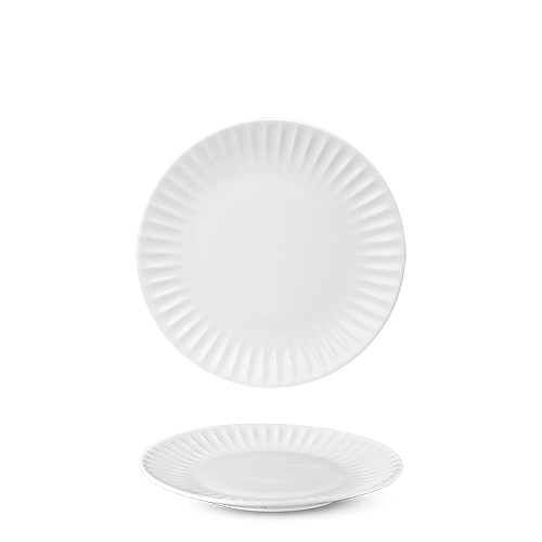 Benedikt Ribby plat bord Ø 21 cm – geribbeld porseleinen bord voor restaurants