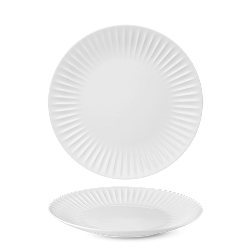 Benedikt Ribby plat bord Ø 27 cm – geribbeld porseleinen dinerbord voor de horeca
