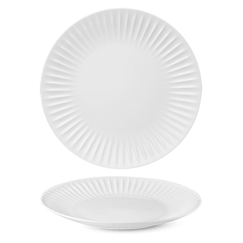 Benedikt Ribby plat bord Ø 30 cm – groot geribbeld porseleinen serveerbord voor restaurants
