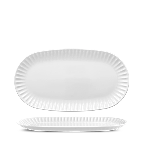 Benedikt Ribby wit bord 37 cm – extra groot porseleinen serveerbord voor fine dining