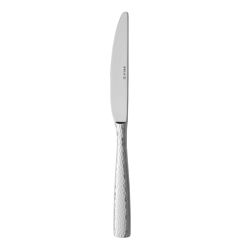 Sola Aura tafelmes 22,5 cm met hamerslag – set van 12 roestvrijstalen horecamessen – APS Glass & Bar Supply

