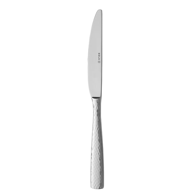 Sola Aura tafelmes 22,5 cm met hamerslag – set van 12 roestvrijstalen horecamessen – APS Glass & Bar Supply

