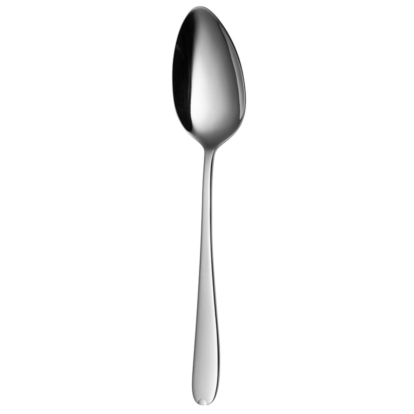 Sola Fleurie serveerlepel van 24,3 cm, gemaakt van hoogwaardig roestvrij staal, ideaal voor het serveren van groenten, rijst en sauzen in de horeca.
