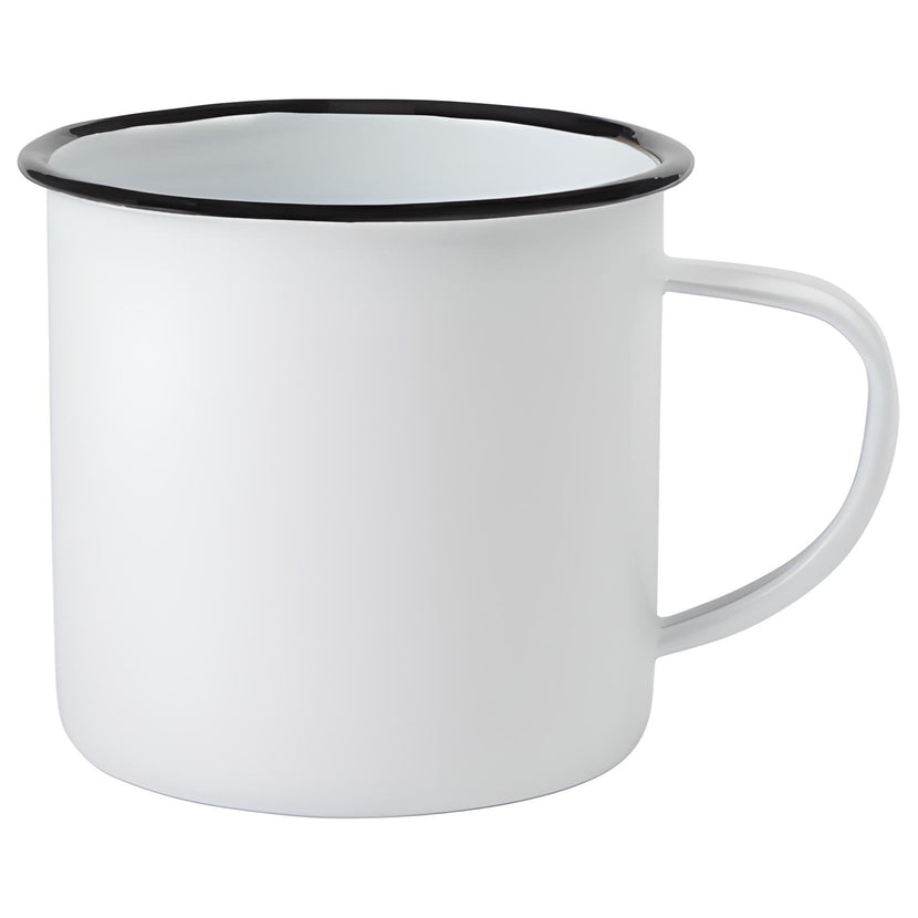 APS emaille mok wit met zwarte rand 350 ml - retro mok voor koffie en thee