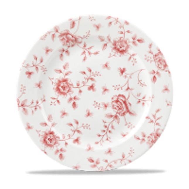 Churchill Rose Chintz Cranberry bord 28cm – vitrified porselein met bloemmotief voor fine dining