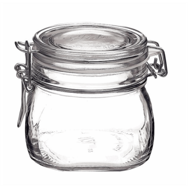 Rocco Bormioli Fido vierkante weckpot 500 ml – glazen bewaarpot met beugelsluiting