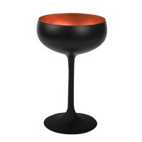 Stölzle Olympic champagnecoupe mat zwart met brons 230 ml – opvallende coupe voor de bar