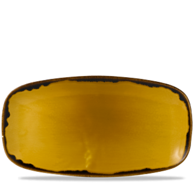 Dudson Harvest Mustard langwerpig chef-bord 35,5x18,9 cm – mosterdgeel porselein voor restaurants