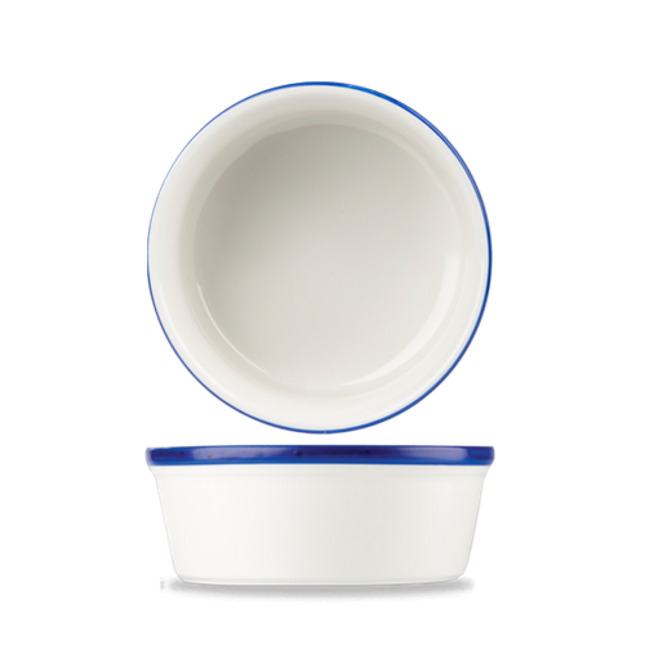 Churchill Retro Blue ronde pieschaal Ø 13 cm – blauw-wit porseleinen schaaltje voor taartjes in restaurants