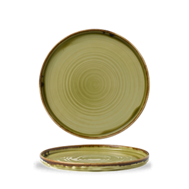 Dudson Harvest Green bord met opstaande rand 26 cm – groen porseleinen bord voor restaurants