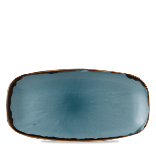 Dudson Harvest Blue langwerpig chef-bord 29,8x15,3 cm – blauw porselein voor de horeca