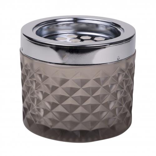 APS windbestendige asbak taupe met chromen kap - asbak voor terras en lounge