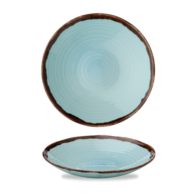 Dudson Harvest Turquoise organische coupekom 27,9 cm – turquoise porseleinen kom voor fine dining