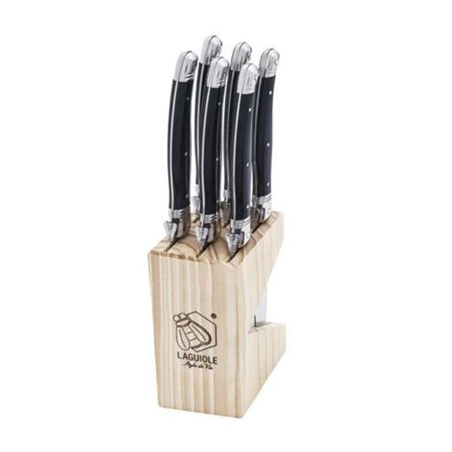 Premium Line steakmessen zwart 6-delig set – professionele steakmessen voor restaurants