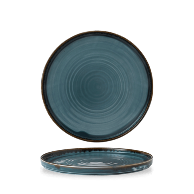 Dudson Harvest Blue bord met opstaande rand 21 cm – blauw porseleinen bord voor de horeca