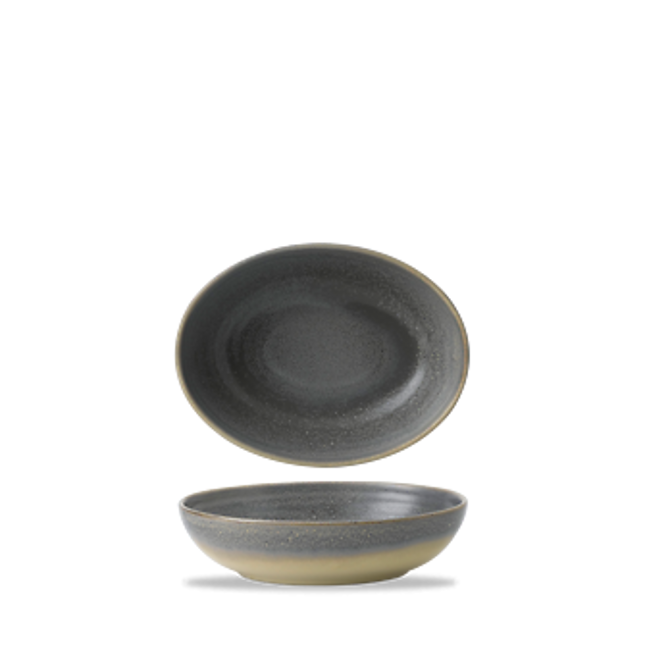 Dudson Evo Granite diepe ovale kom 21,6x16,4 cm – graniet-grijs porseleinen servies voor de horeca