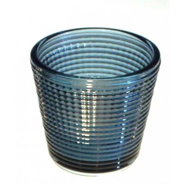 APS votief waxinehouder blauw 7 x 6,5 cm - glazen theelichthouder voor sfeerverlichting