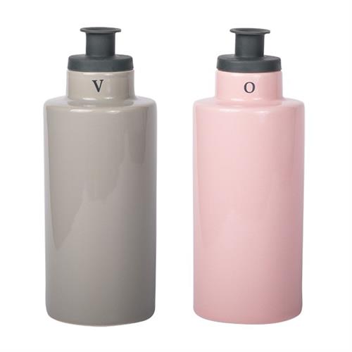 APS olie- en azijnfles grijs/roze 240 ml - menagefles voor tafel in restaurants