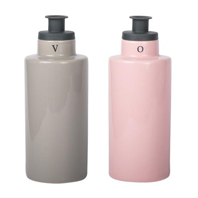 APS olie- en azijnfles grijs/roze 240 ml - menagefles voor tafel in restaurants