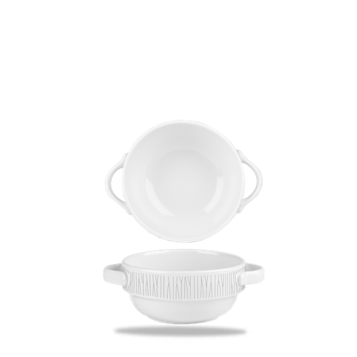 Churchill Bamboo stapelbare kom met oor 373 ml – gespikkeld porseleinen kom voor soep in de horeca