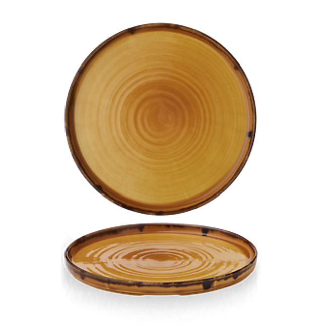 Dudson Harvest Mustard bord met opstaande rand 26 cm – mosterdgeel porseleinen bord voor restaurants