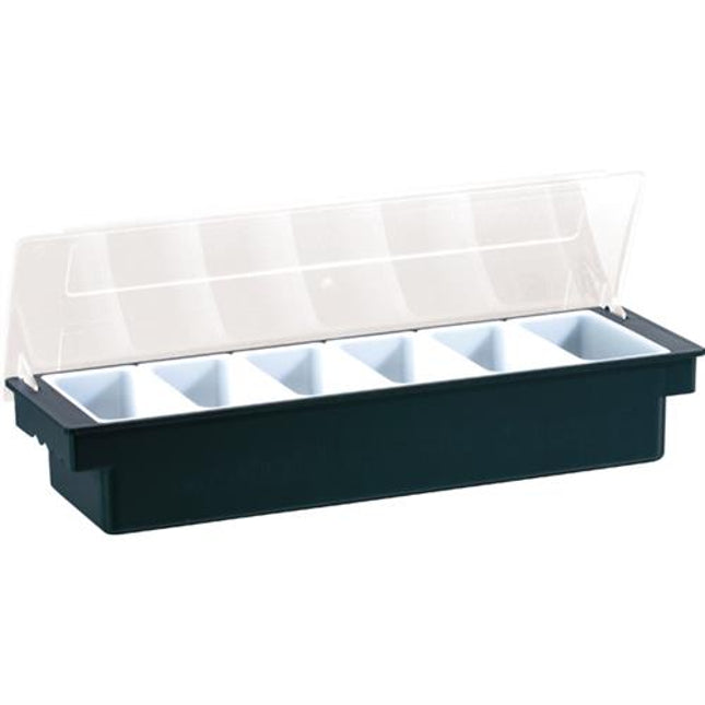 APS condimentenhouder zwart 6 vaks 50 x 15 cm - bakjeshouder voor de bar
