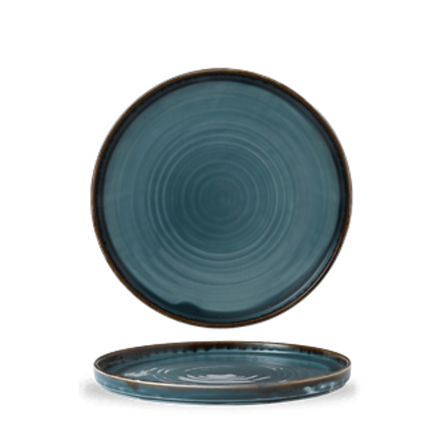 Dudson Harvest Blue bord met opstaande rand 26 cm – blauw porseleinen bord voor restaurants