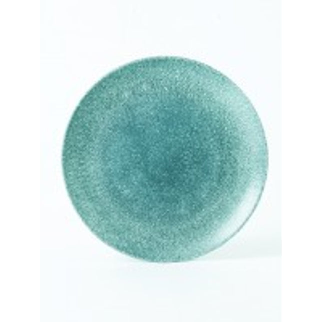 Churchill Raku Topaz Blue randloos coupebord 26cm – reactief geglazuurd stoneware voor bistro's