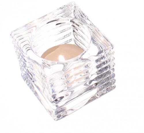 APS votief waxinehouder transparant 5,5 x 5,5 cm - kleine theelichthouder voor tafels