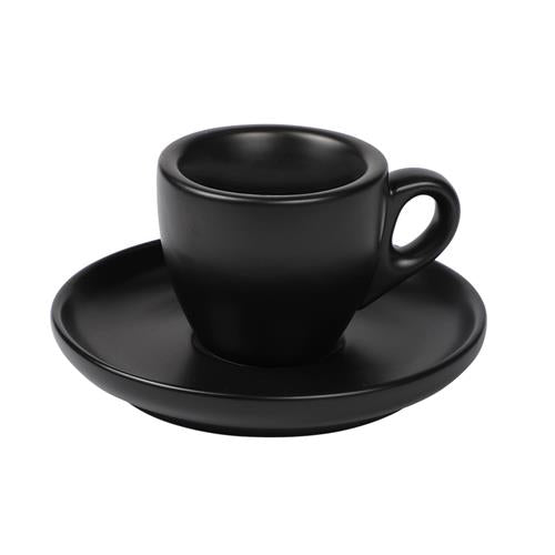 APS espressokop met schotel zwart 55 ml - porseleinen set voor espresso