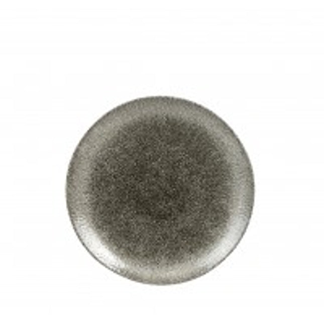Churchill Raku Quartz Black randloos coupebord 17cm – reactief geglazuurd stoneware voor banqueting