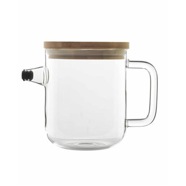 Luigi Bormioli Thermic theepot 1 liter – glazen theepot met bamboedeksel en anti-drip tuit