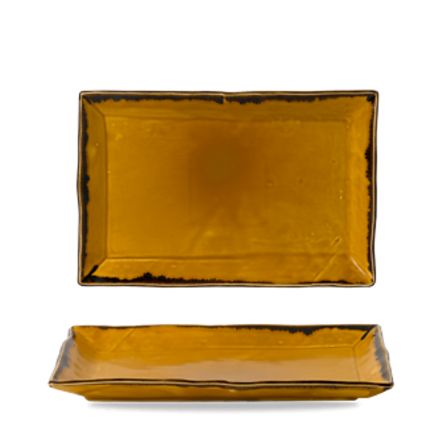 Dudson Harvest Mustard rechthoekige serveerschaal 34,5x23,3 cm – mosterdgeel porselein voor restaurants
