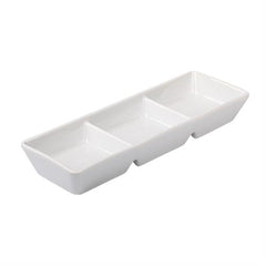 APS sausschaal met 3 vakken 6 x 18,5 cm - porseleinen dipschaal voor sushi