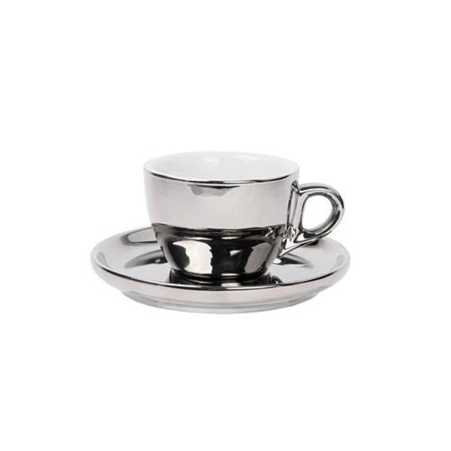 APS koffiekop met schotel zilver 160 ml - porseleinen koffieset voor restaurants