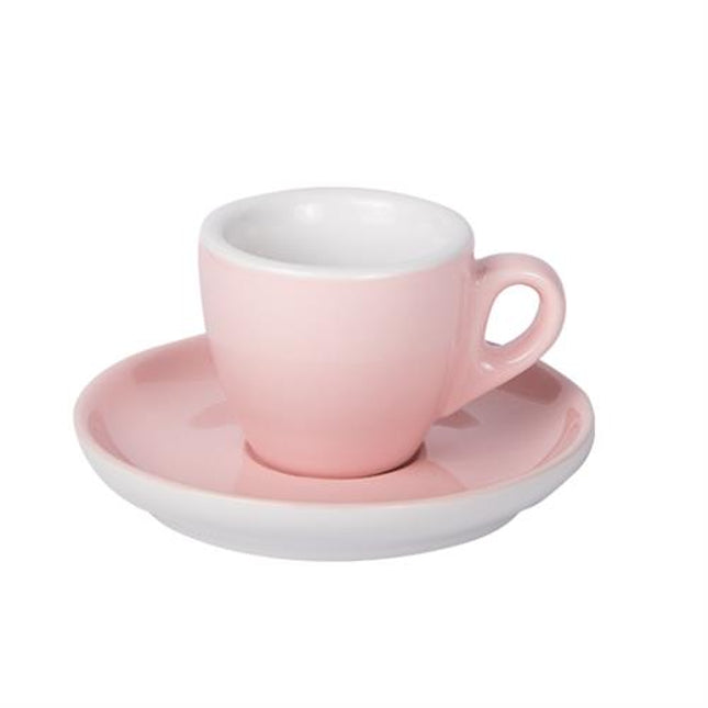 APS espressokop met schotel lichtroze 55 ml - porseleinen set voor koffiebars