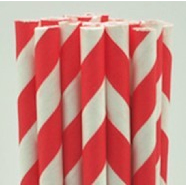 APS papieren rietjes rood-wit 8 x 255 mm - gestreepte rietjes voor cocktails